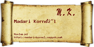 Madari Kornél névjegykártya